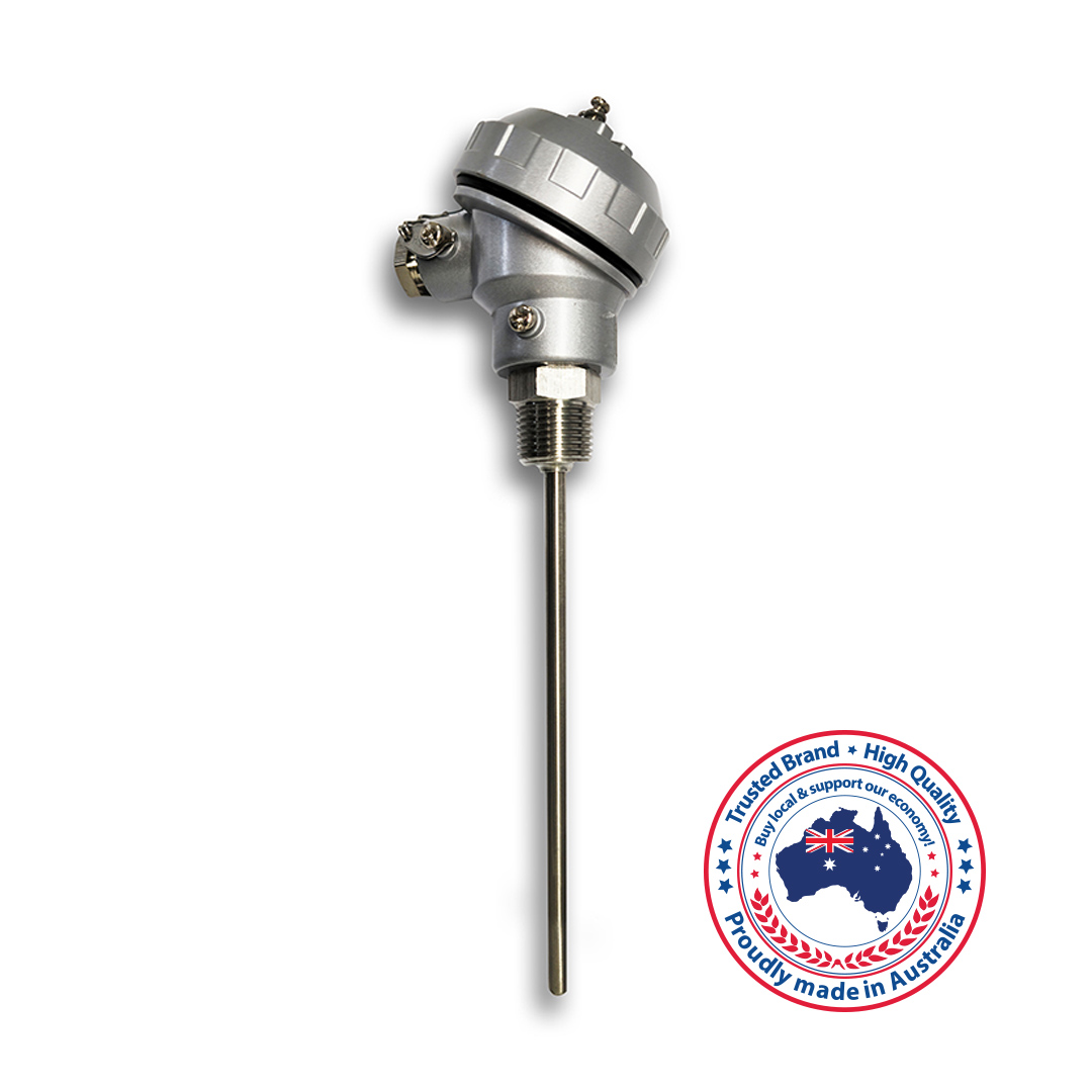 ECEFast TS-11 Style Thermocouple – IP67 Small Alloy Head, 1/2" BSP Fitting, Stainless Steel Sheath