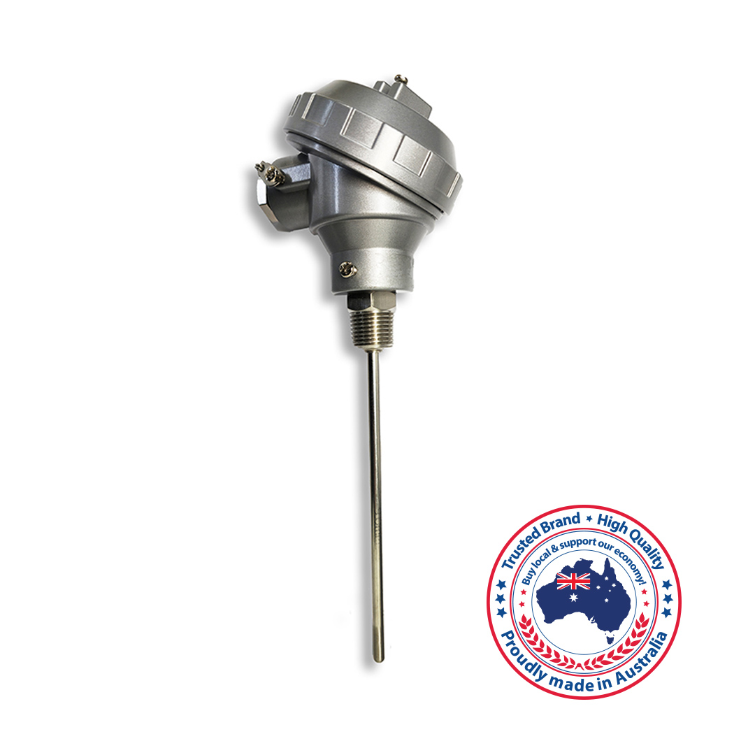 ECEFast TS-15 Style Duplex Thermocouple – IP67 Large Alloy Head, 1/2" BSP Fitting, Stainless Steel Sheath